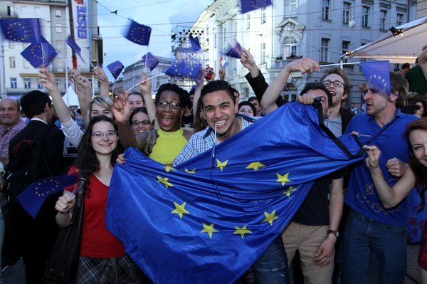 EU-Beitritt Kroatiens - Offizielle Feier auf dem Ban Josip Jelacic Square